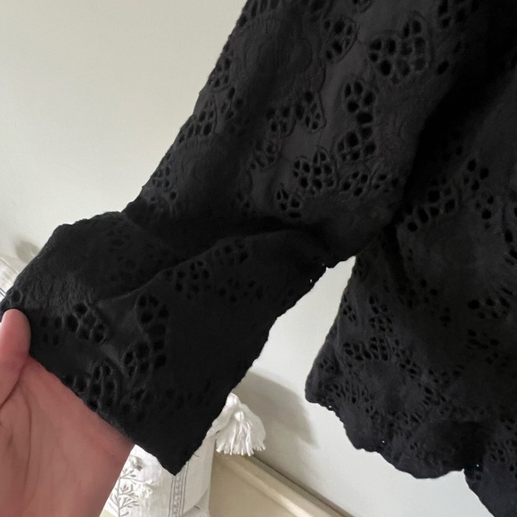 SANDRO Eyelet Lace 100% Cotton Blazer Large - Picture 4 of 6